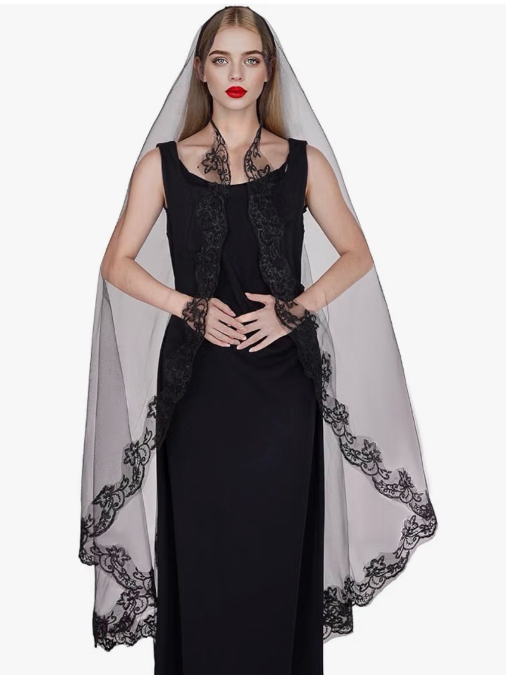 Brides Black Sheer Veil For Halloween Costume